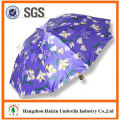 Latest Factory Wholesale Parasol Print Logo promotional manual 3 folding umbrella